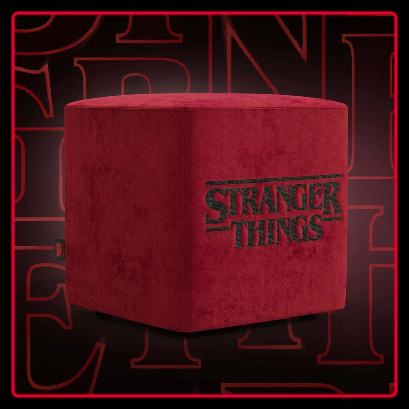 Cube pouf Stranger Things Édition - Le design rencontre la légende dans un tissu détachable rouge