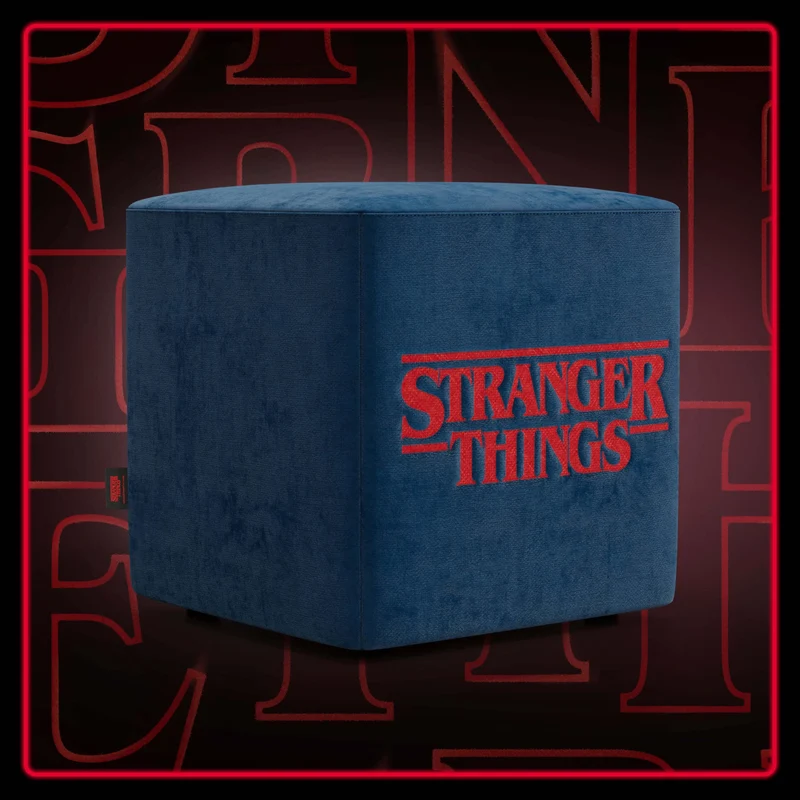 Cube pouf Stranger Things Édition - Le design rencontre la légende dans un tissu détachable bleu