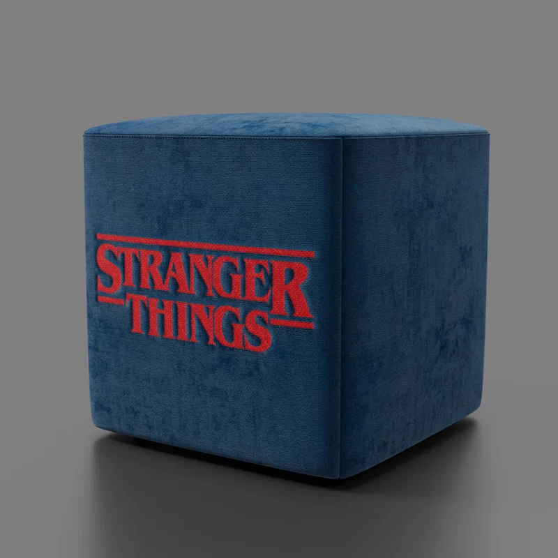 Cube pouf Stranger Things Édition - Le design rencontre la légende dans un tissu détachable bleu