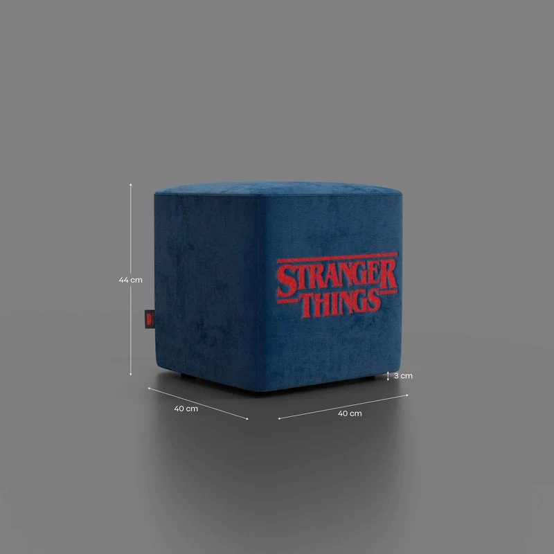 Cube pouf Stranger Things Édition - Le design rencontre la légende dans un tissu détachable bleu