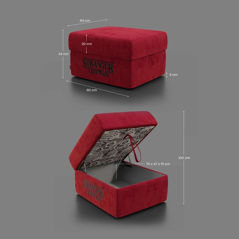 Sun Pouf Stranger Things Édition - 60 x 80 cm en tissu détachable by Netflix Rouge