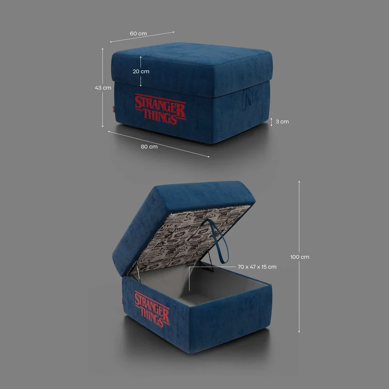 Sun Pouf Stranger Things Édition - 60 x 80 cm en tissu détachable by Netflix Bleu