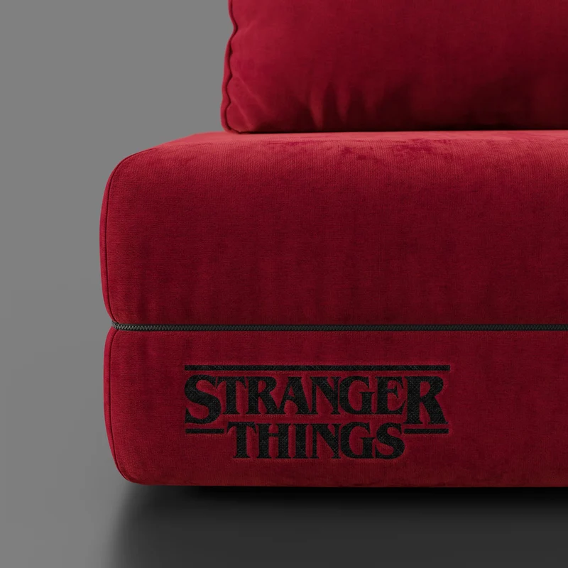 Rift Canapé-lit double Édition STRANGER THINGS 2 places et 3 places avec dossiers amovibles - matelas de 22 cm d'épaisseur en mousse à mémoire de forme en tissu détachable Rouge