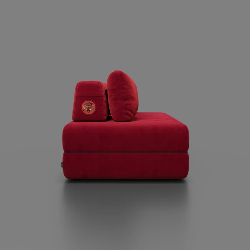 Rift Canapé-lit double Édition STRANGER THINGS 2 places et 3 places avec dossiers amovibles - matelas de 22 cm d'épaisseur en mousse à mémoire de forme en tissu détachable Rouge