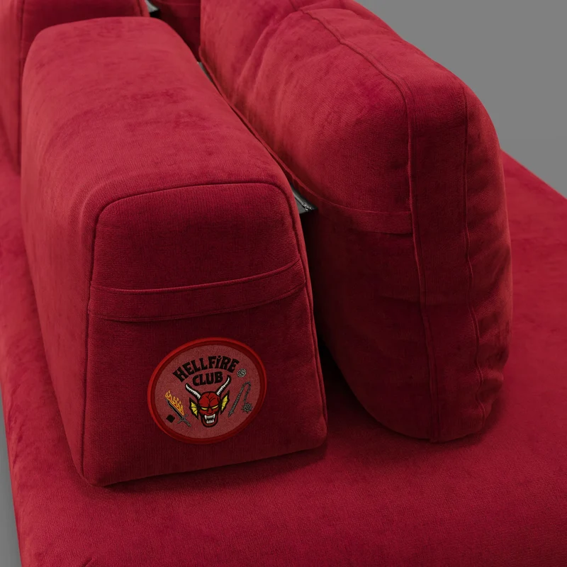 Rift Canapé-lit double Édition STRANGER THINGS 2 places et 3 places avec dossiers amovibles - matelas de 22 cm d'épaisseur en mousse à mémoire de forme en tissu détachable Rouge