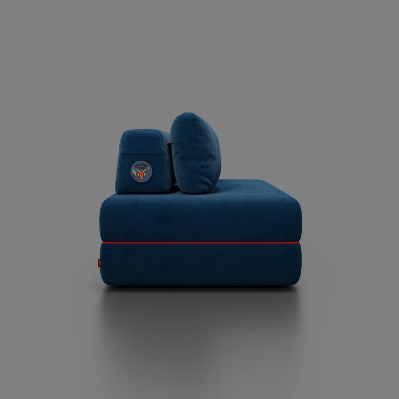 Rift canapé-lit double STRANGER THINGS Édition 2 places et 3 places avec dossiers mobiles - matelas haut de 22 cm et mousse à mémoire de forme en tissu anti-taches Bleu