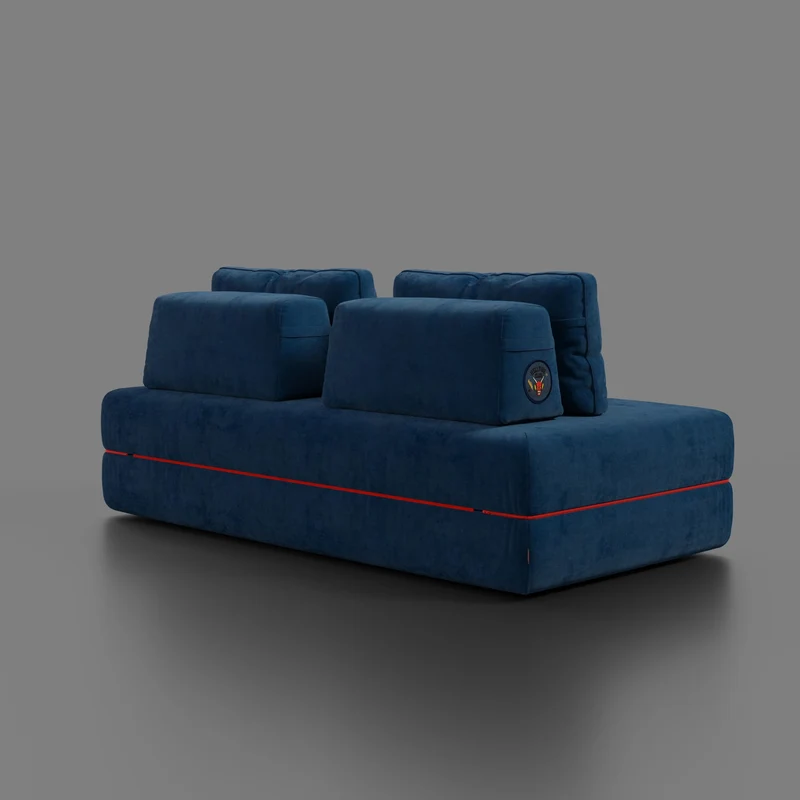 Rift canapé-lit double STRANGER THINGS Édition 2 places et 3 places avec dossiers mobiles - matelas haut de 22 cm et mousse à mémoire de forme en tissu anti-taches Bleu
