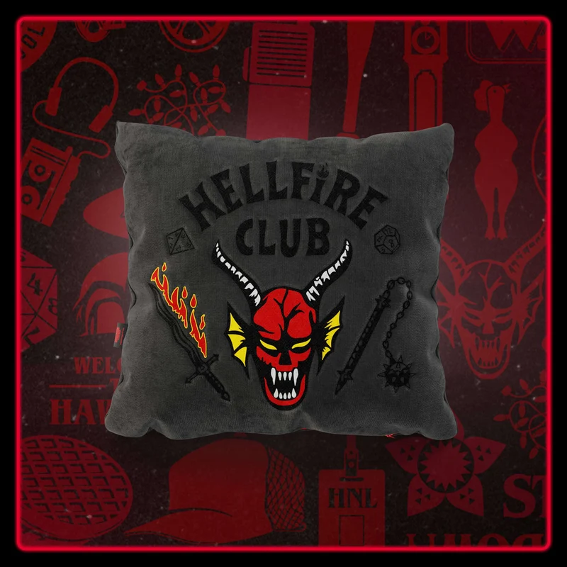 Coussin Hellfire Club Stranger Things Édition Limtée avec broderie – tissu détachable 45x45 Anthracite