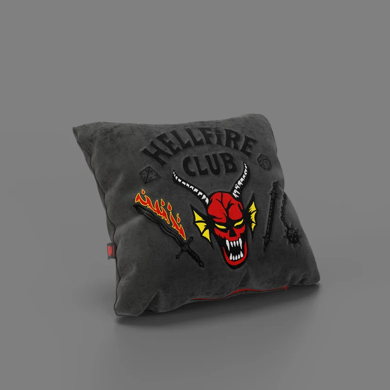 Coussin Hellfire Club Stranger Things Édition Limtée avec broderie – tissu détachable 45x45 Anthracite