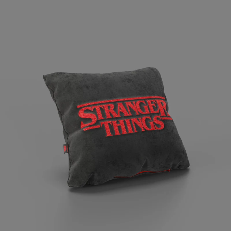 Coussin Stranger Things Édition Limitée avec broderie – tissu détachable 45x45 Anthracite