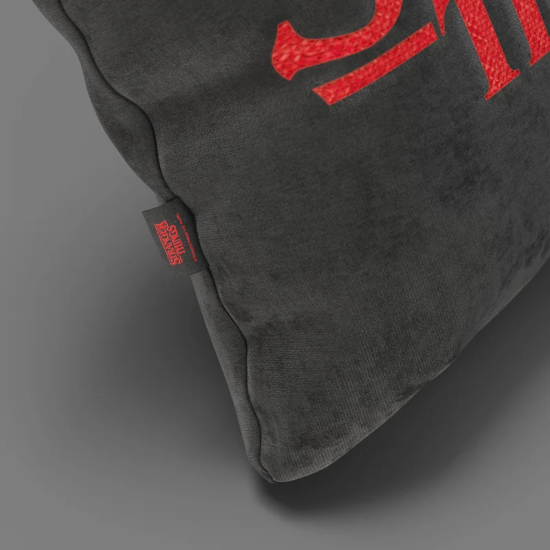 Coussin Stranger Things Édition Limitée avec broderie – tissu détachable 45x45 Anthracite