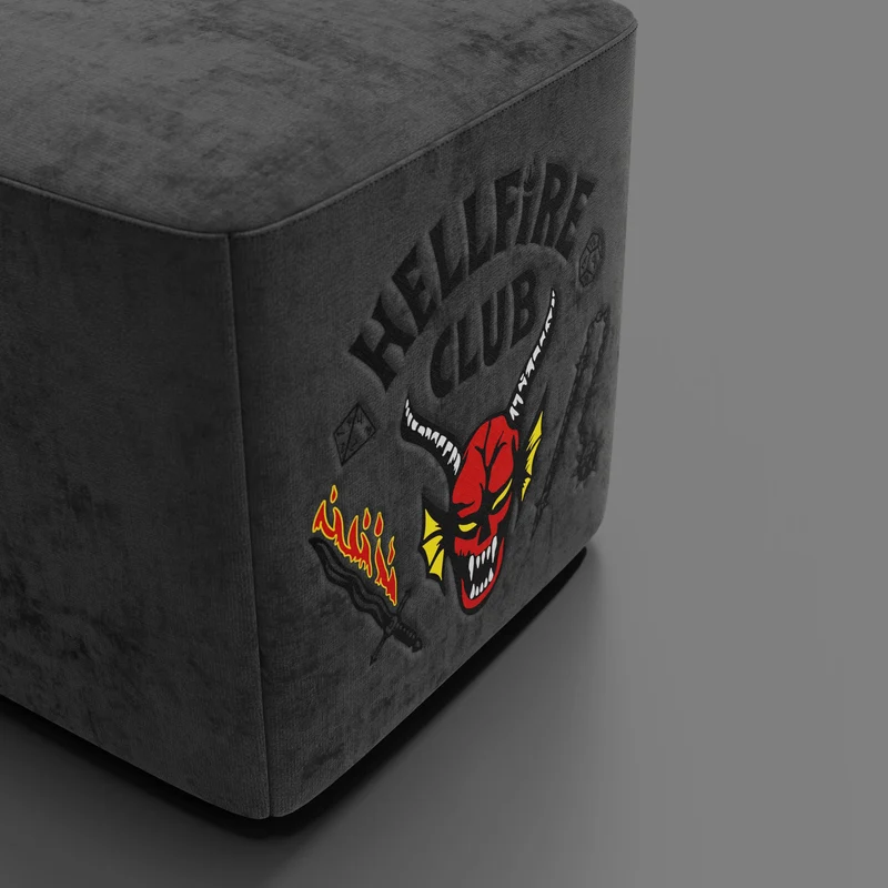 Cube pouf Hellfire club Stranger Things Édition - l'icône qui devient design - Anthracite