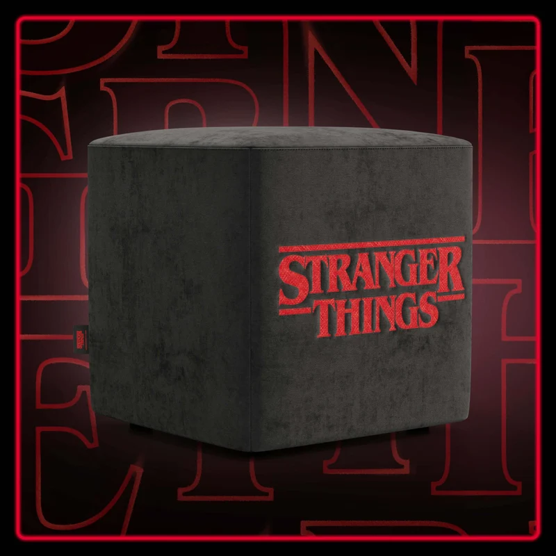 Cube pouf Stranger Things Édition - Le design rencontre la légende dans un tissu détachable anthracite