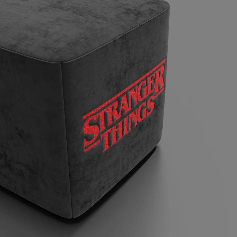 Cube pouf Stranger Things Édition - Le design rencontre la légende dans un tissu détachable anthracite