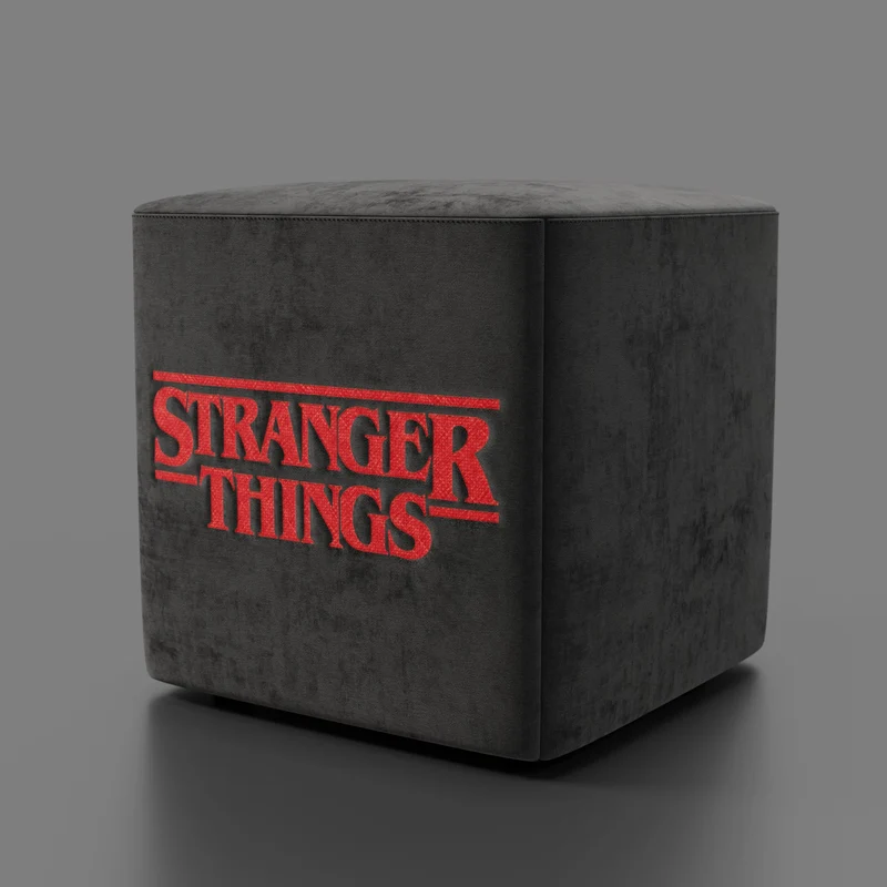 Cube pouf Stranger Things Édition - Le design rencontre la légende dans un tissu détachable anthracite