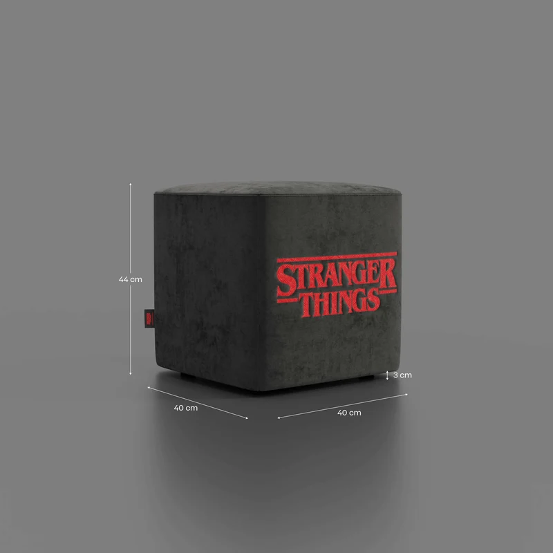 Cube pouf Stranger Things Édition - Le design rencontre la légende dans un tissu détachable anthracite