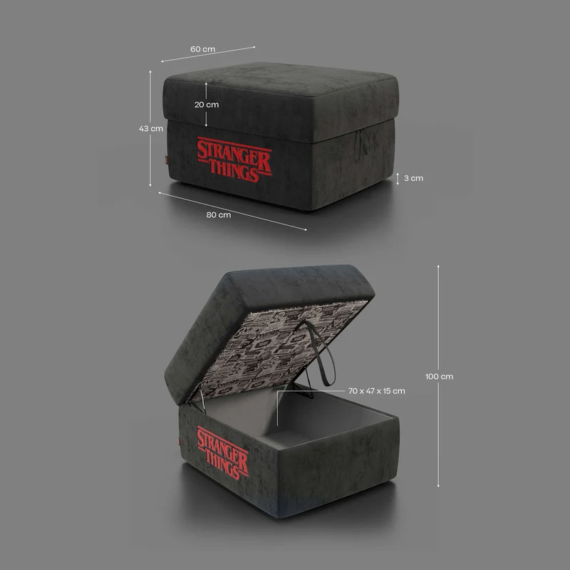 Sun Pouf Stranger Things Édition - 60 x 80 cm en tissu détachable by Netflix Anthracite