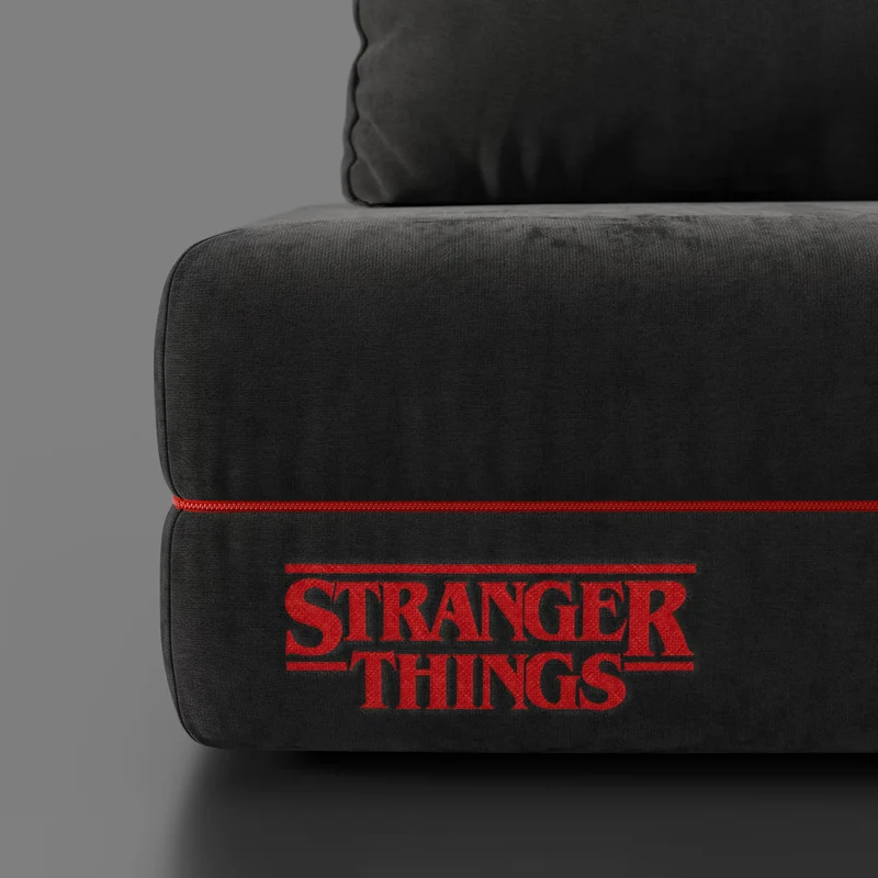 Rift canapé-lit double STRANGER THINGS Édition 2 places et 3 places avec dossiers mobiles - matelas haut de 22 cm et mousse à mémoire de forme en tissu détachable Anti-taches Anthracite