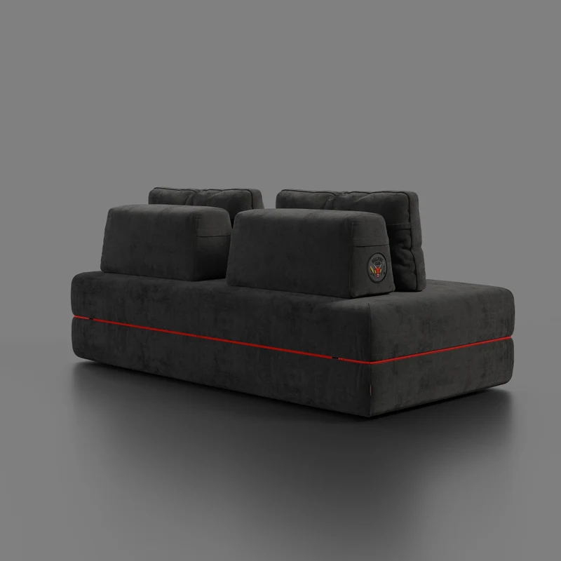 Rift canapé-lit double STRANGER THINGS Édition 2 places et 3 places avec dossiers mobiles - matelas haut de 22 cm et mousse à mémoire de forme en tissu détachable Anti-taches Anthracite