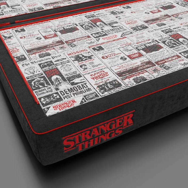 Rift canapé-lit double STRANGER THINGS Édition 2 places et 3 places avec dossiers mobiles - matelas haut de 22 cm et mousse à mémoire de forme en tissu détachable Anti-taches Anthracite
