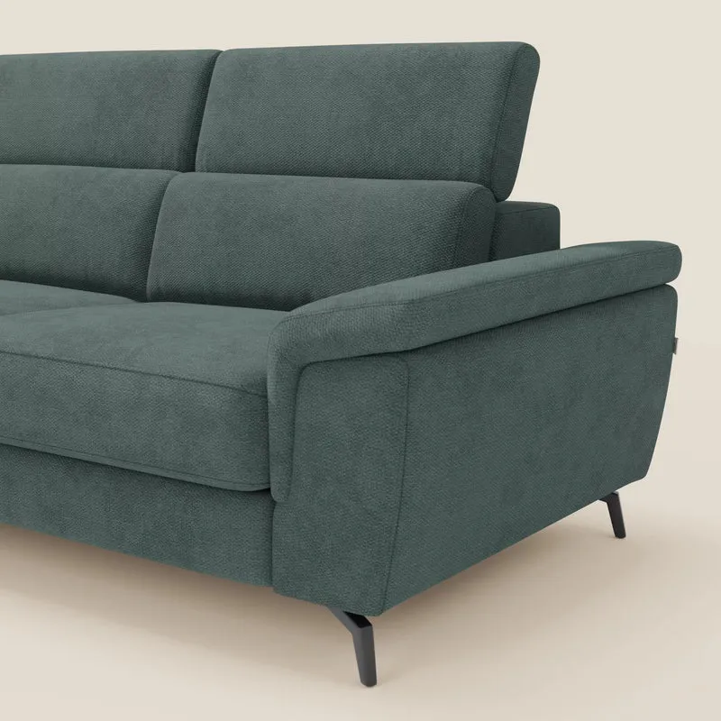 Estro Canapé d'angle extractible - têtières inclinables en tissu imperméable T14 vert