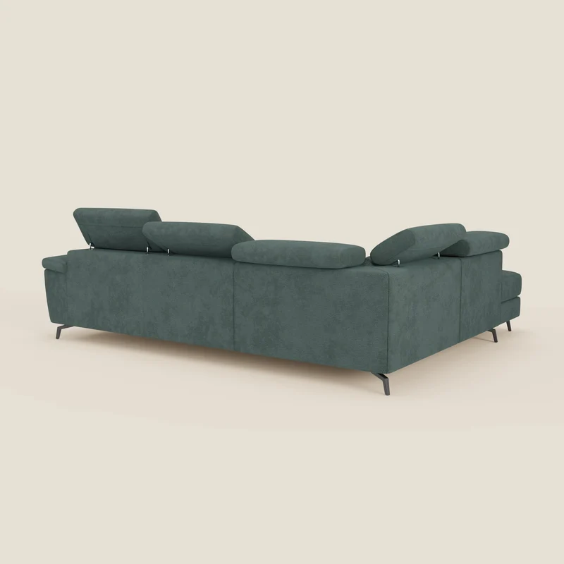 Estro Canapé d'angle extractible - têtières inclinables en tissu imperméable T14 vert