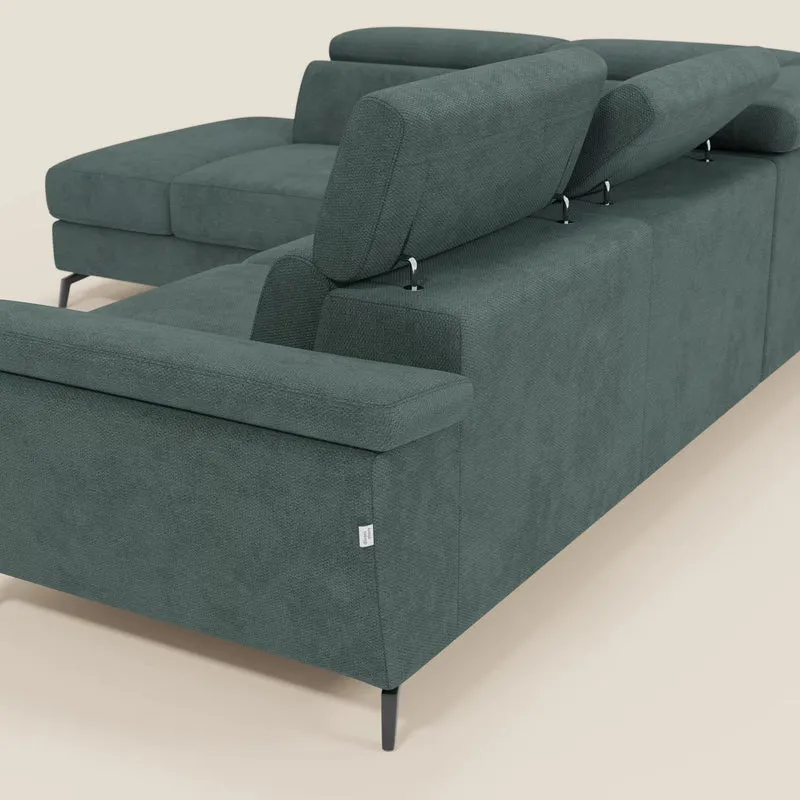 Estro Canapé d'angle extractible - têtières inclinables en tissu imperméable T14 vert
