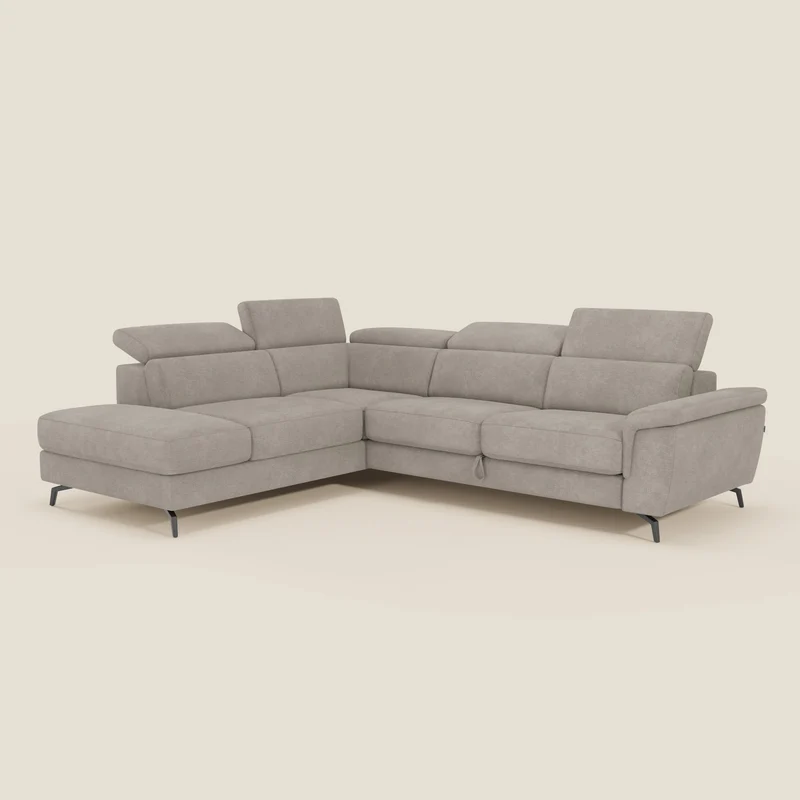 Estro Canapé d'angle extractible - têtières inclinables en tissu imperméable T14 taupe