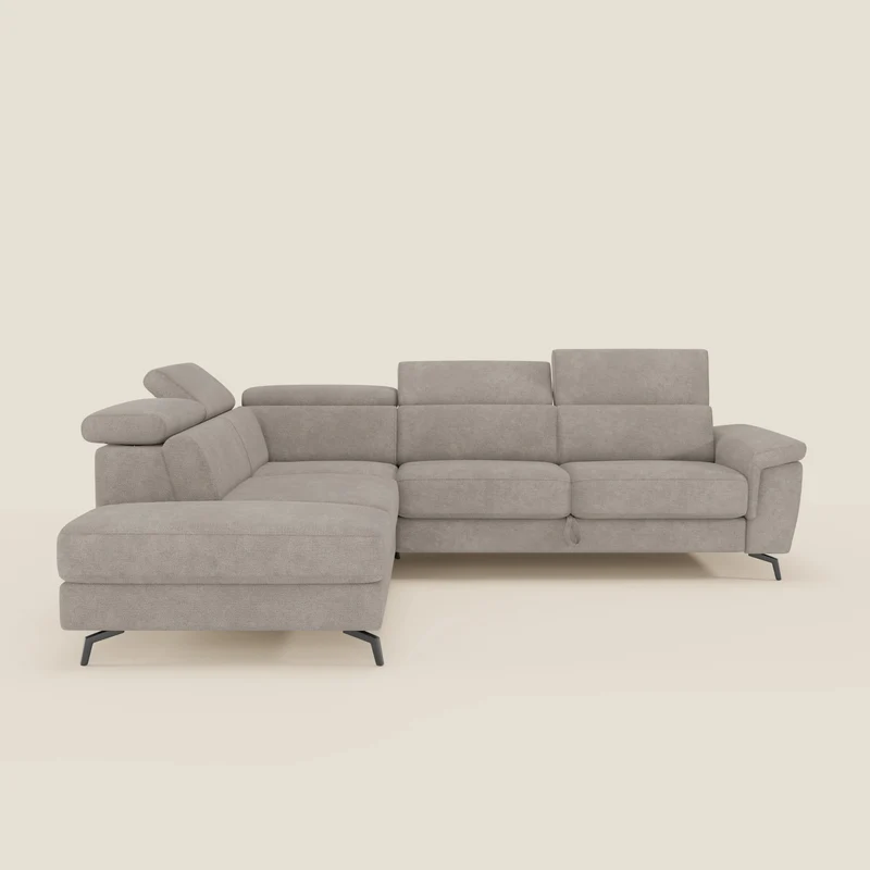 Estro Canapé d'angle extractible - têtières inclinables en tissu imperméable T14 taupe