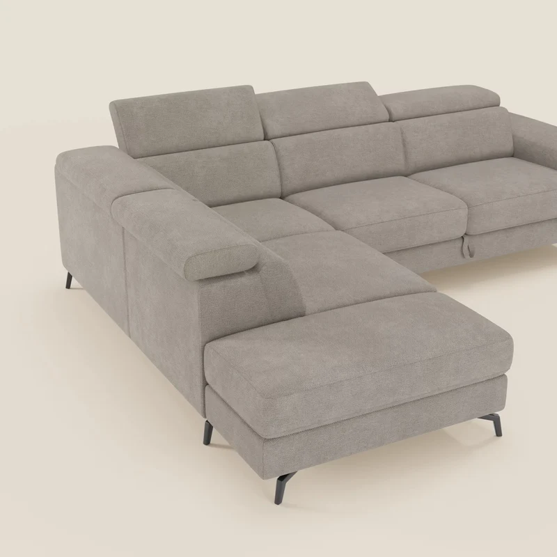 Estro Canapé d'angle extractible - têtières inclinables en tissu imperméable T14 taupe
