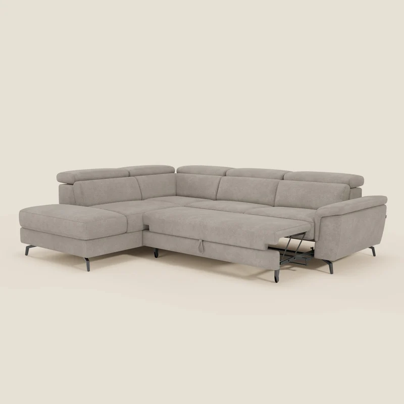 Estro Canapé d'angle extractible - têtières inclinables en tissu imperméable T14 taupe