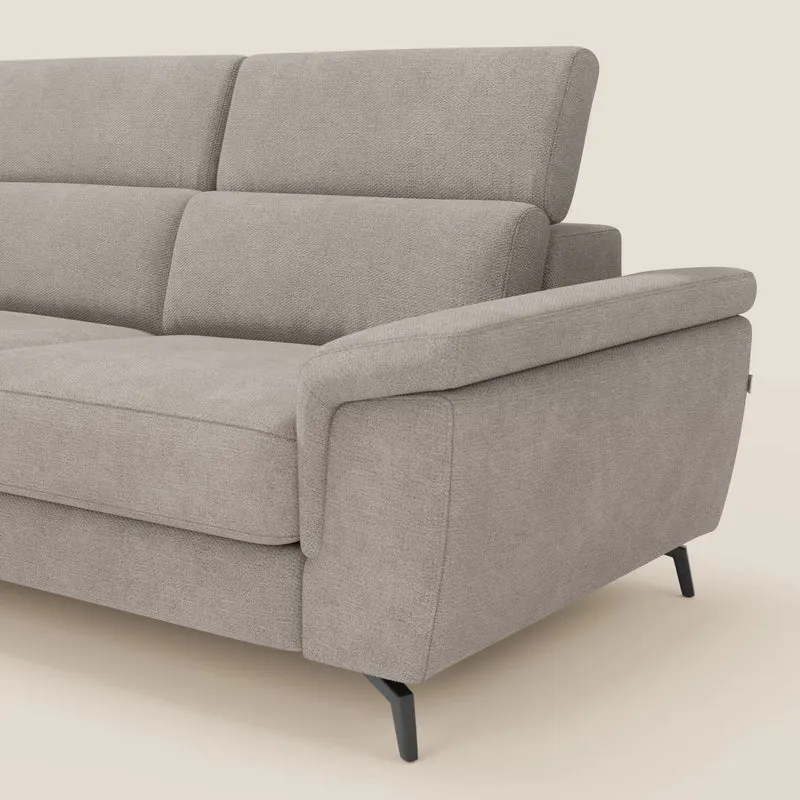 Estro Canapé d'angle extractible - têtières inclinables en tissu imperméable T14 taupe