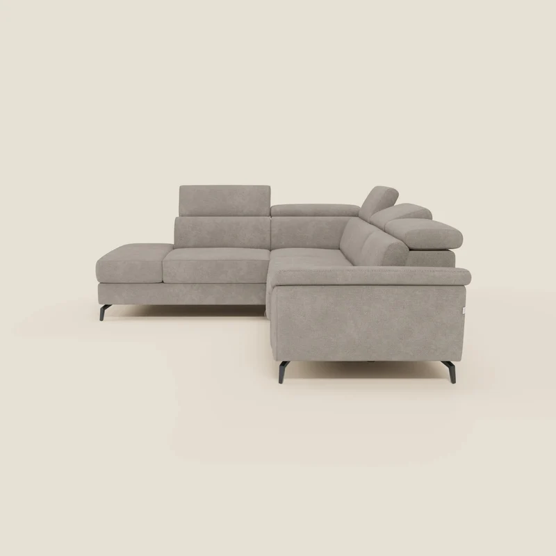 Estro Canapé d'angle extractible - têtières inclinables en tissu imperméable T14 taupe