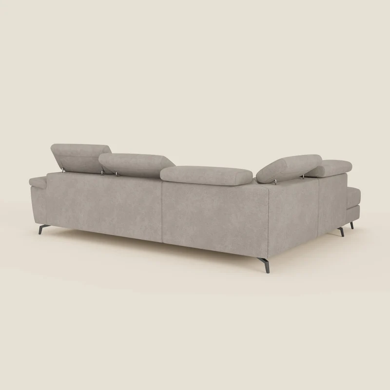 Estro Canapé d'angle extractible - têtières inclinables en tissu imperméable T14 taupe