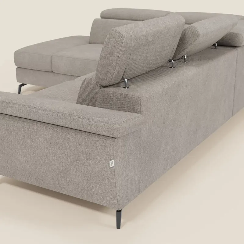 Estro Canapé d'angle extractible - têtières inclinables en tissu imperméable T14 taupe