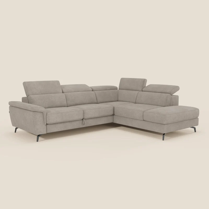 Estro Canapé d'angle extractible - têtières inclinables en tissu imperméable T14 taupe