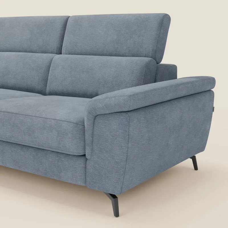 Estro Canapé d'angle extractible - têtières inclinables en tissu imperméable T14 bleu pastel