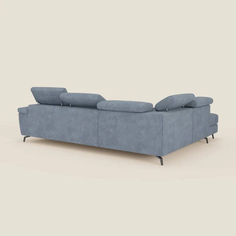 Estro Canapé d'angle extractible - têtières inclinables en tissu imperméable T14 bleu pastel