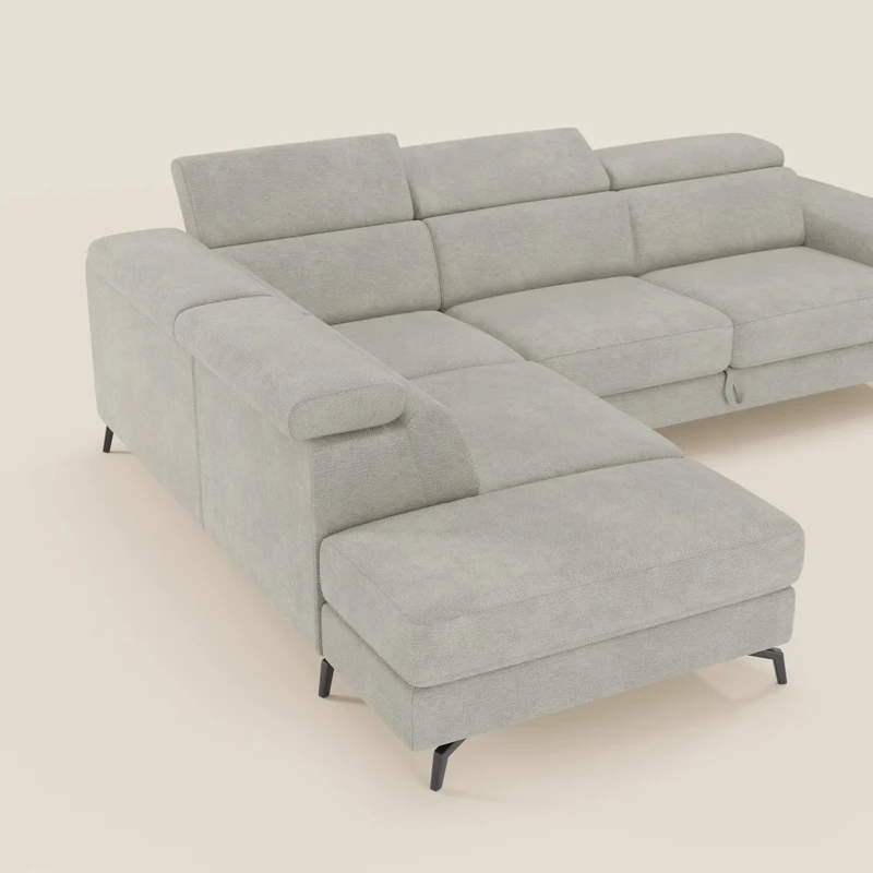 Estro Canapé d'angle extractible - têtières inclinables en tissu imperméable T14 crème