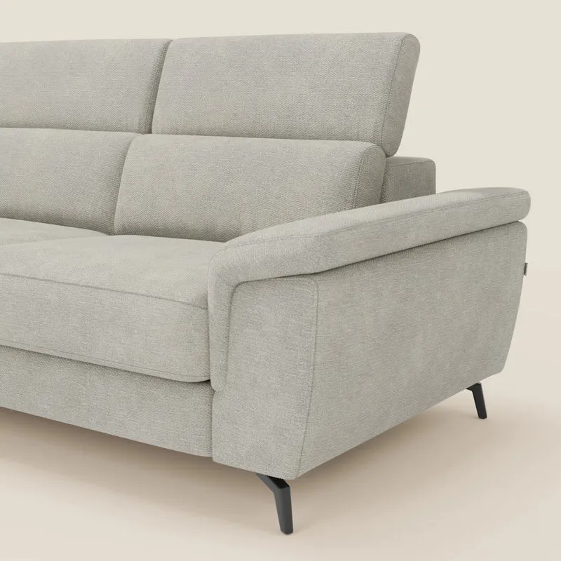 Estro Canapé d'angle extractible - têtières inclinables en tissu imperméable T14 crème