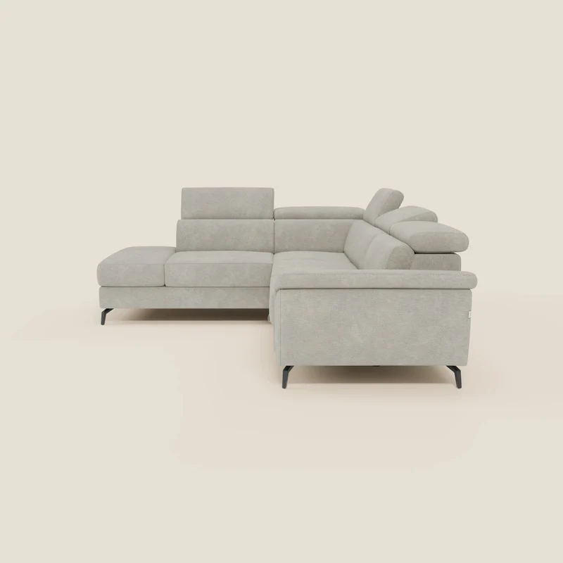 Estro Canapé d'angle extractible - têtières inclinables en tissu imperméable T14 crème