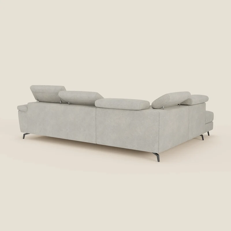 Estro Canapé d'angle extractible - têtières inclinables en tissu imperméable T14 crème