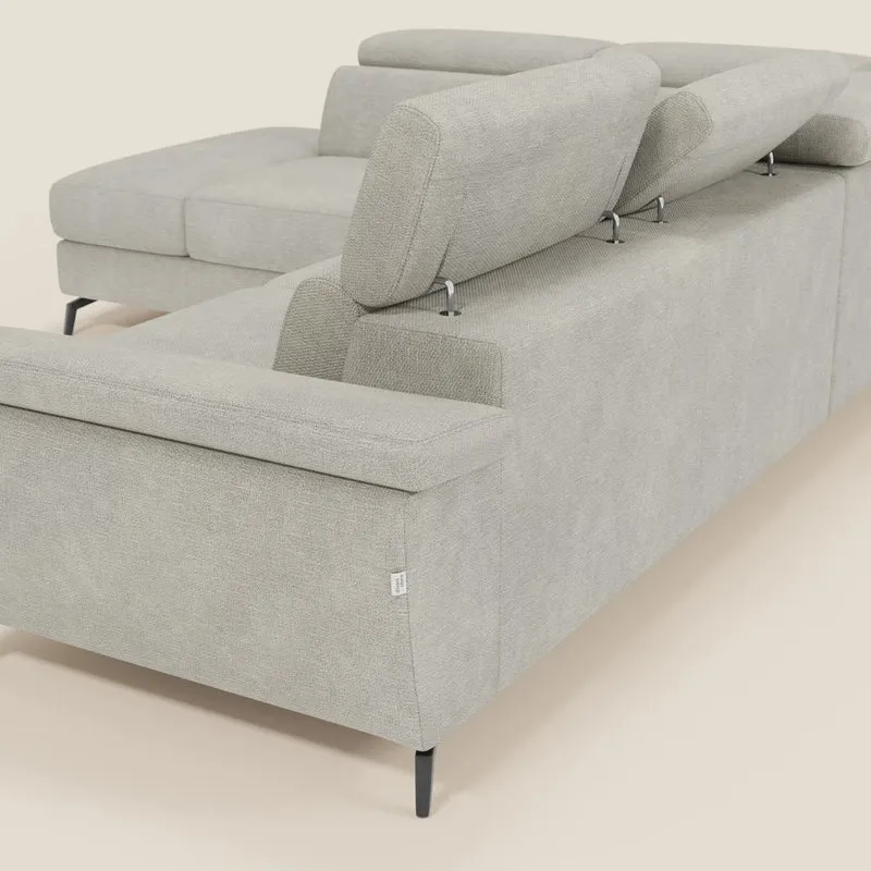 Estro Canapé d'angle extractible - têtières inclinables en tissu imperméable T14 crème