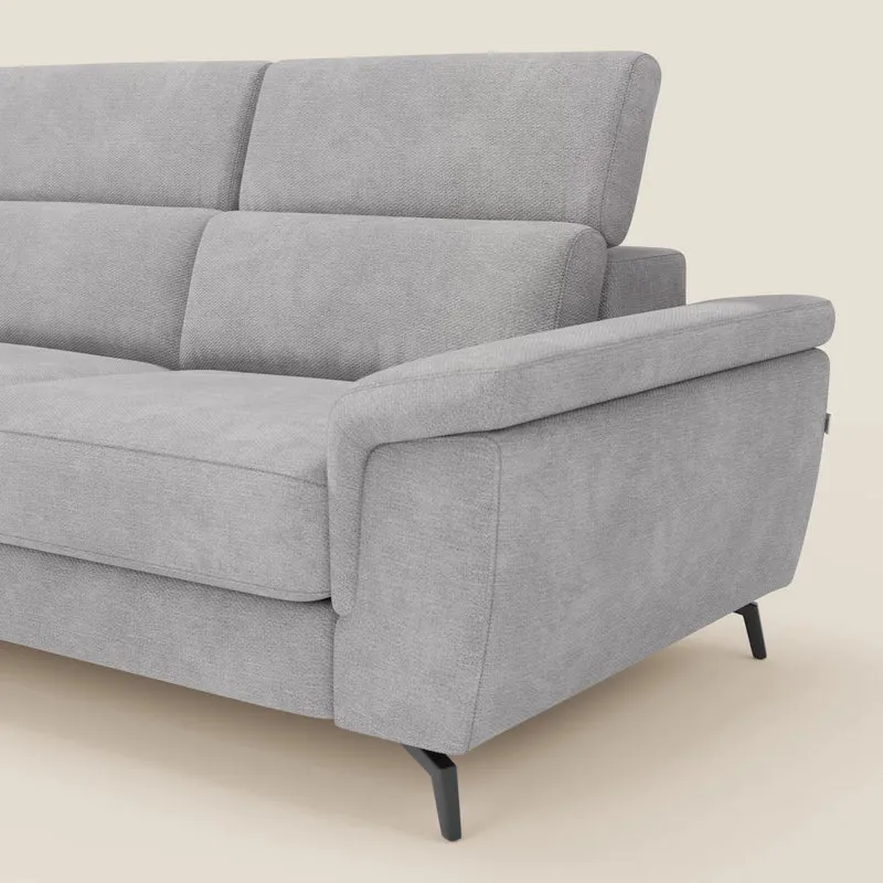 Estro Canapé d'angle extractible - têtières inclinables en tissu imperméable T14 gris clair