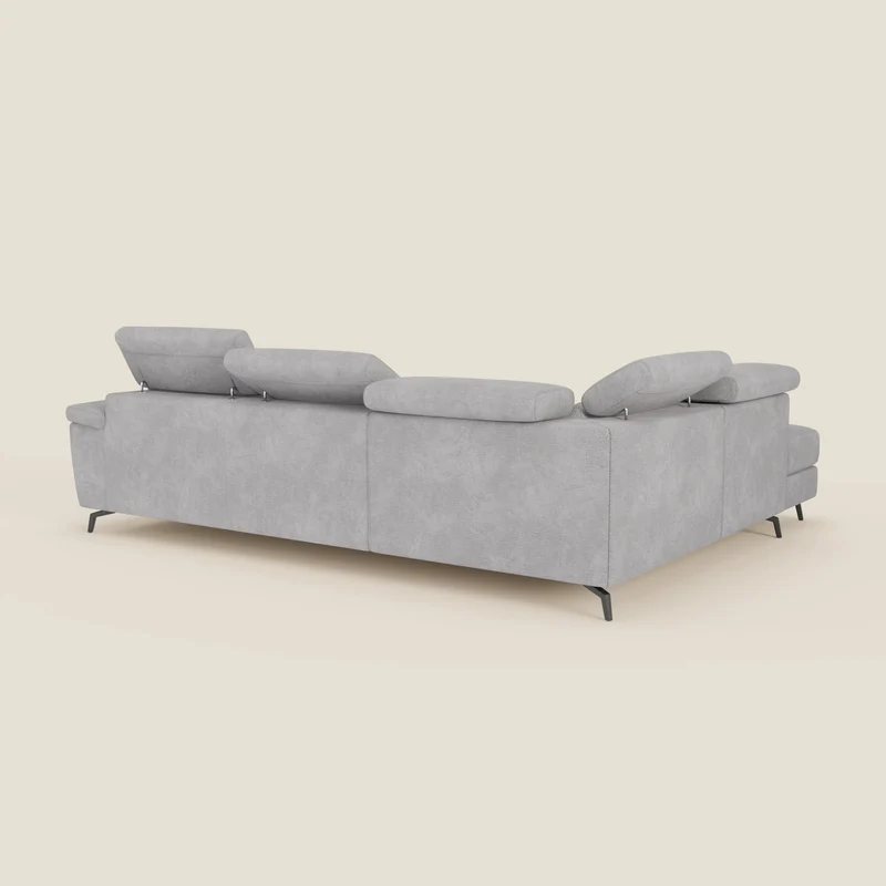 Estro Canapé d'angle extractible - têtières inclinables en tissu imperméable T14 gris clair