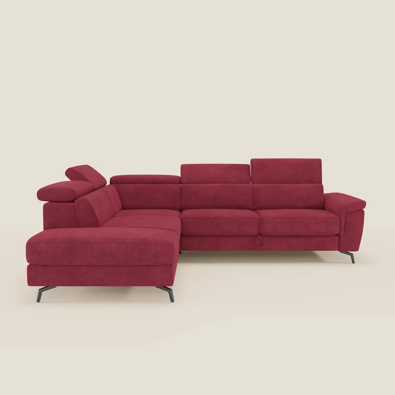 Estro Canapé d'angle extractible - têtières inclinables en tissu imperméable T14 rouge