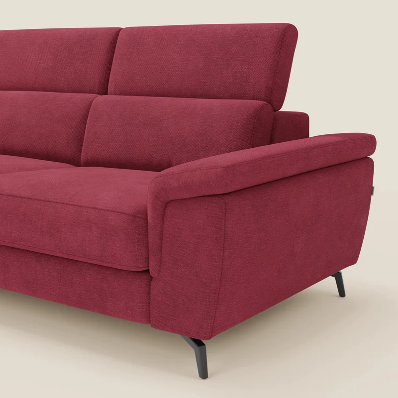 Estro Canapé d'angle extractible - têtières inclinables en tissu imperméable T14 rouge
