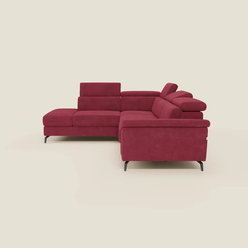 Estro Canapé d'angle extractible - têtières inclinables en tissu imperméable T14 rouge