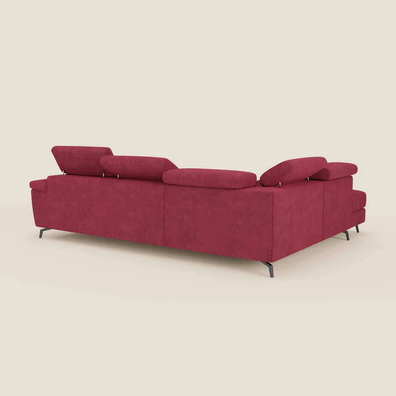 Estro Canapé d'angle extractible - têtières inclinables en tissu imperméable T14 rouge
