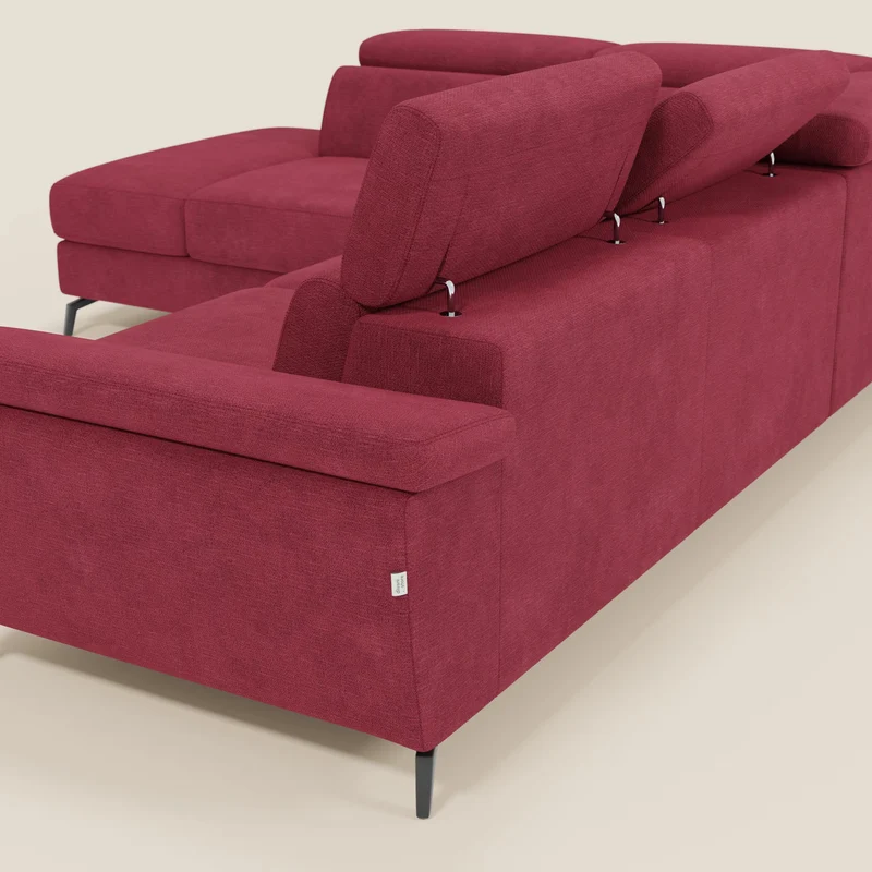 Estro Canapé d'angle extractible - têtières inclinables en tissu imperméable T14 rouge